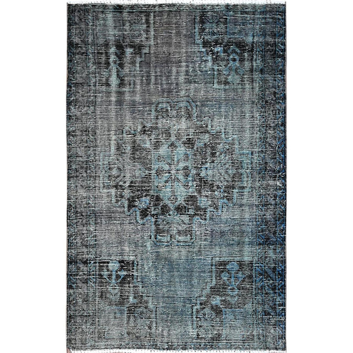 3'6" x 5'9" Vintage Hand Knotted Grey Wool Rectangle Oriental Rug - MOA1021019