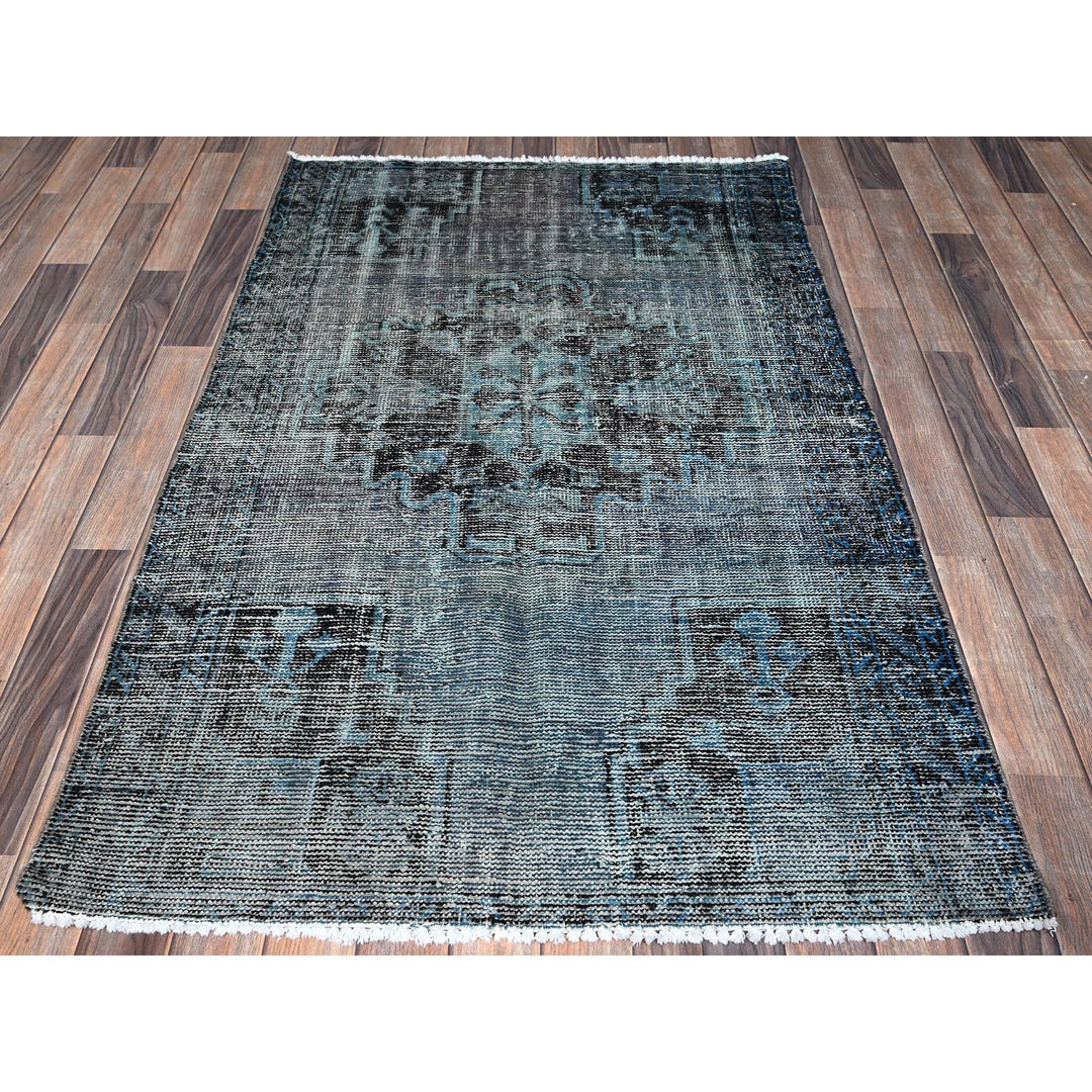 3'6" x 5'9" Vintage Hand Knotted Grey Wool Rectangle Oriental Rug - MOA1021019