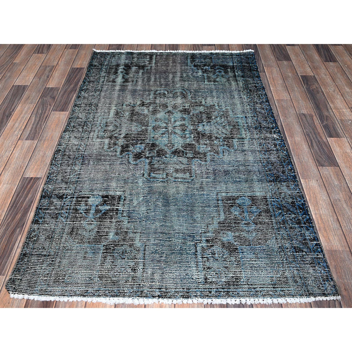 3'6" x 5'9" Vintage Hand Knotted Grey Wool Rectangle Oriental Rug - MOA1021019