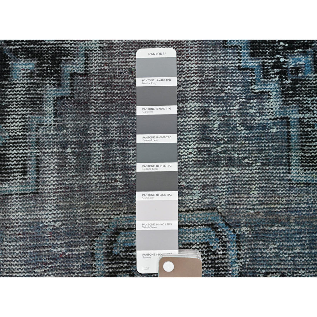 3'6" x 5'9" Vintage Hand Knotted Grey Wool Rectangle Oriental Rug - MOA1021019