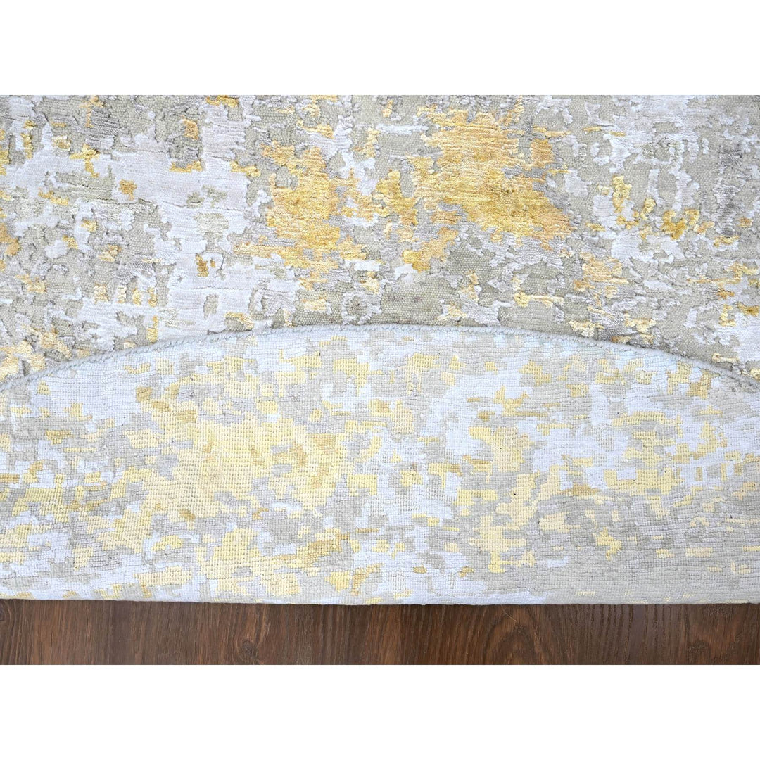 7'9" x 7'9" New Hand Knotted Beige Wool & Silk Round Oriental Rug - MOA10210202