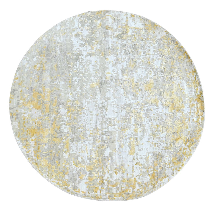 6'0" x 6'0" New Hand Knotted Beige Wool & Silk Round Oriental Rug - MOA10210203