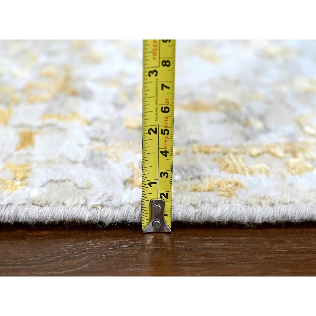 6'0" x 6'0" New Hand Knotted Beige Wool & Silk Round Oriental Rug - MOA10210203