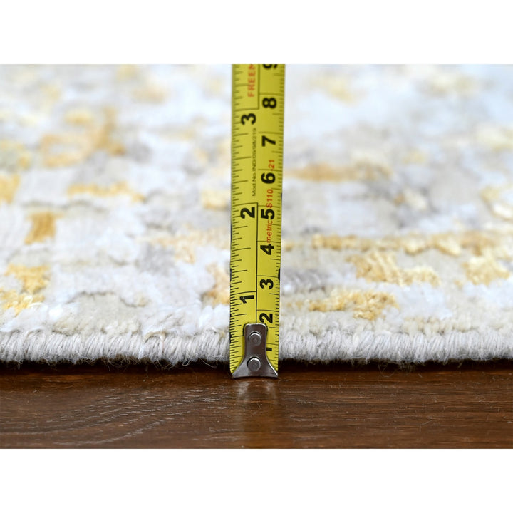 6'0" x 6'0" New Hand Knotted Beige Wool & Silk Round Oriental Rug - MOA10210203