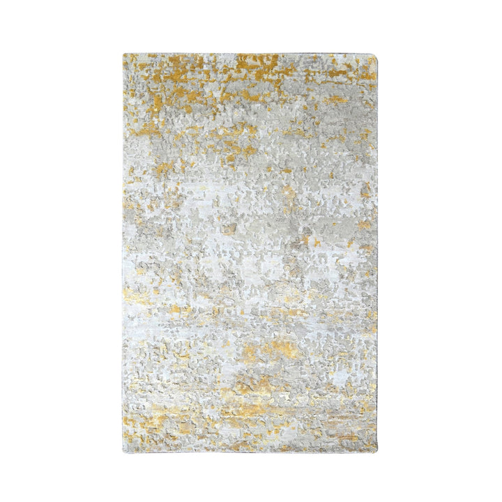2'10" x 5'0" New Hand Knotted Beige Wool & Silk Rectangle Oriental Rug - MOA10210205