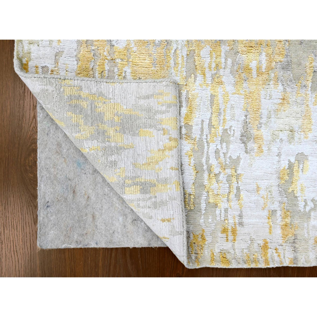 2'7" x 23'6" New Hand Knotted Beige Wool & Silk Runner Oriental Rug - MOA10210207