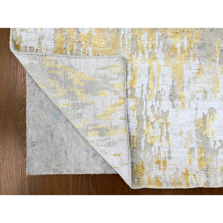 2'7" x 23'6" New Hand Knotted Beige Wool & Silk Runner Oriental Rug - MOA10210207