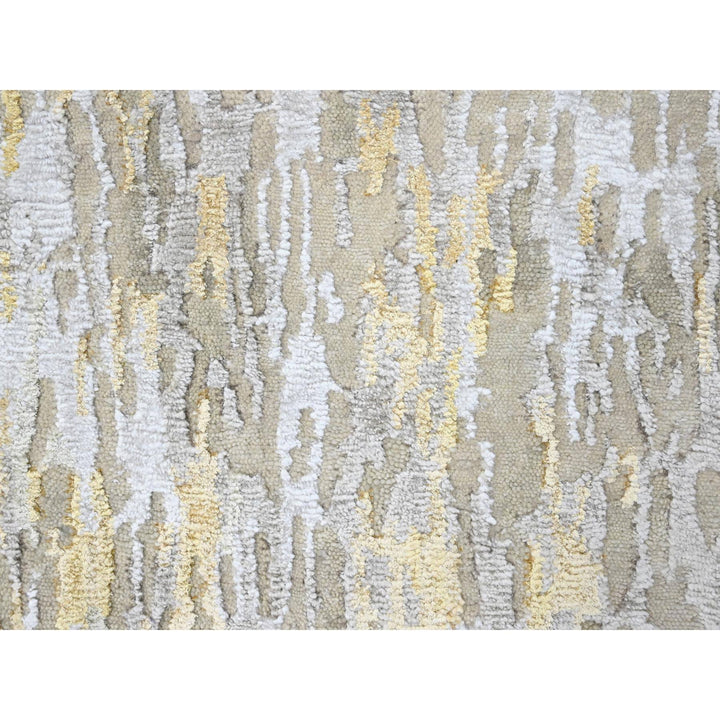 2'7" x 23'6" New Hand Knotted Beige Wool & Silk Runner Oriental Rug - MOA10210207