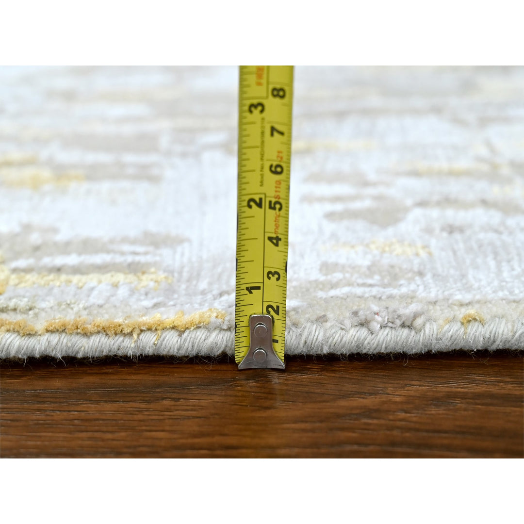 2'7" x 23'6" New Hand Knotted Beige Wool & Silk Runner Oriental Rug - MOA10210207