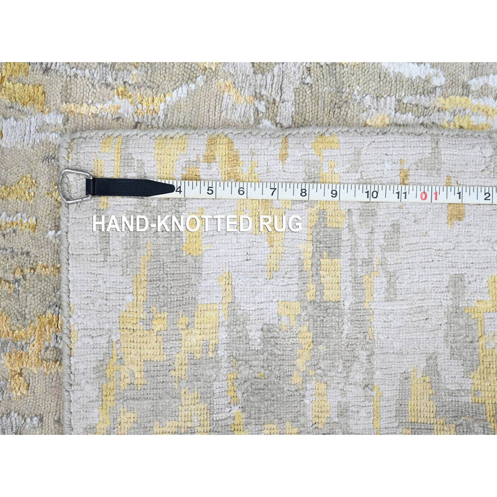 2'7" x 23'6" New Hand Knotted Beige Wool & Silk Runner Oriental Rug - MOA10210207
