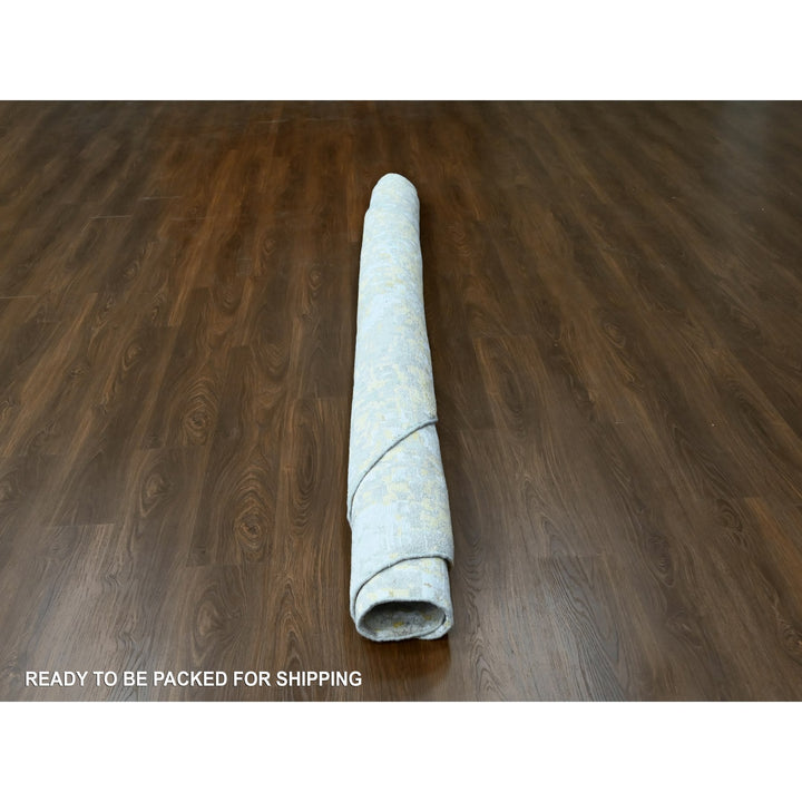9'9" x 9'11" New Hand Knotted Beige Wool & Silk Round Oriental Rug - MOA10210209