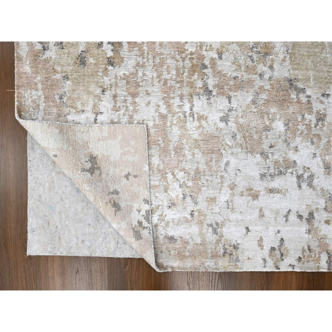 8'11" x 12'1" New Hand Knotted Brown Silk Rectangle Oriental Rug - MOA10210211