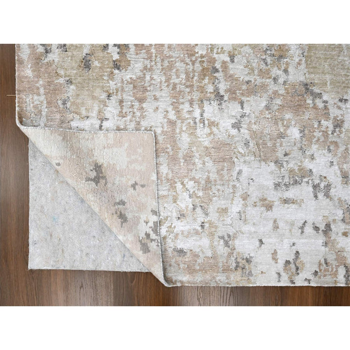 8'11" x 12'1" New Hand Knotted Brown Silk Rectangle Oriental Rug - MOA10210211