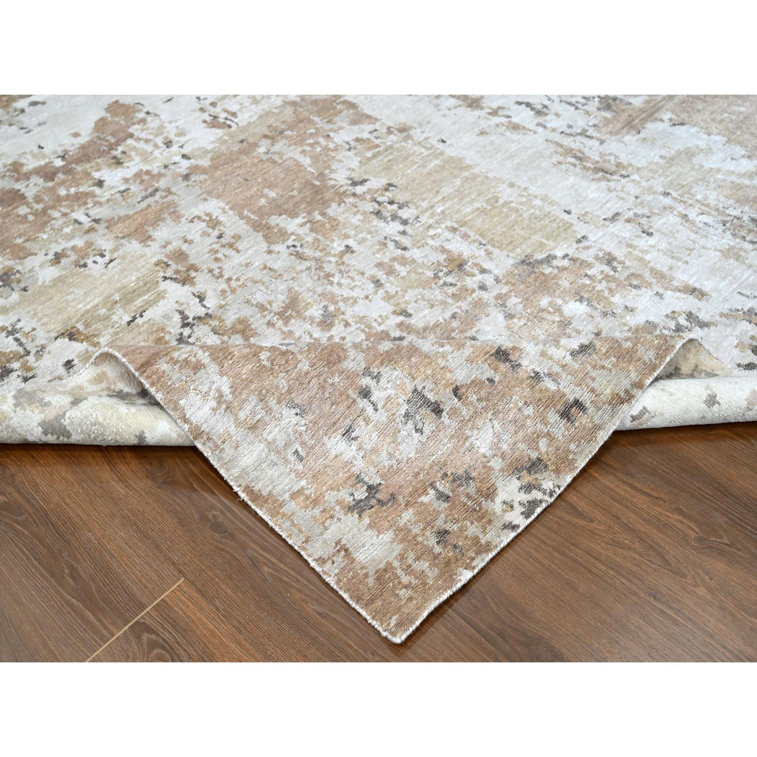 8'11" x 12'1" New Hand Knotted Brown Silk Rectangle Oriental Rug - MOA10210211