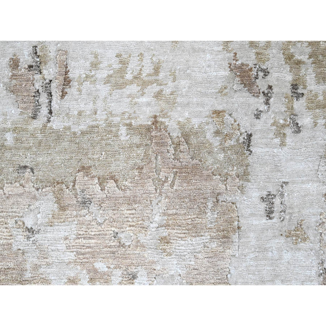 8'11" x 12'1" New Hand Knotted Brown Silk Rectangle Oriental Rug - MOA10210211