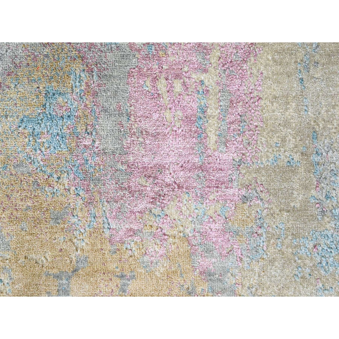 8'11" x 12'0" New Hand Knotted Yellow Wool & Silk Rectangle Oriental Rug - MOA10210212