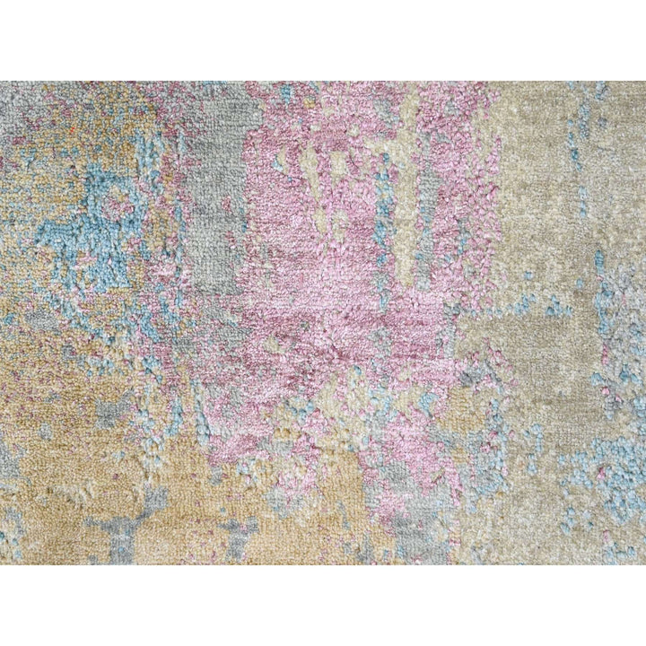 8'11" x 12'0" New Hand Knotted Yellow Wool & Silk Rectangle Oriental Rug - MOA10210212
