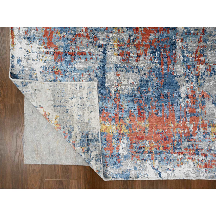 8'9" x 11'7" New Hand Knotted Blue Silk Rectangle Oriental Rug - MOA10210213