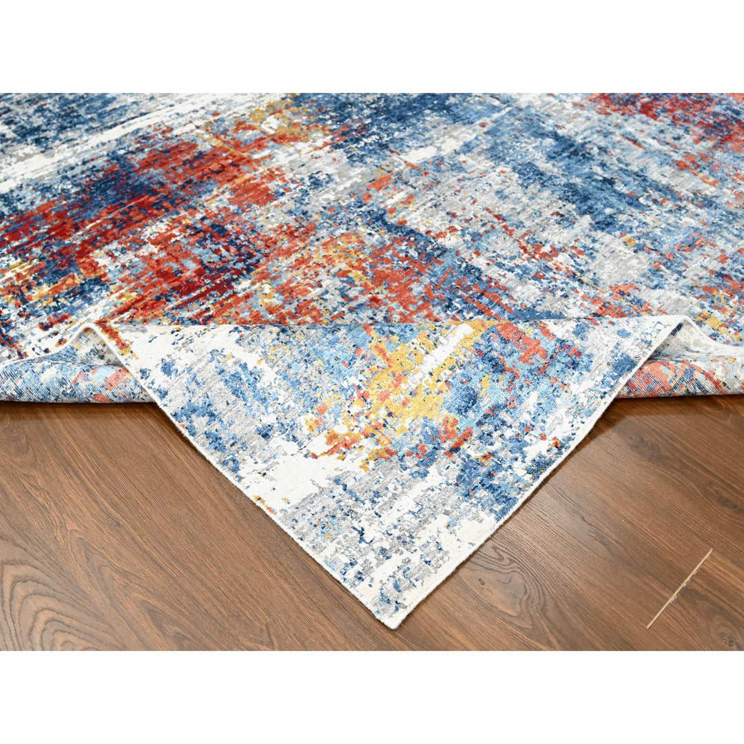 8'9" x 11'7" New Hand Knotted Blue Silk Rectangle Oriental Rug - MOA10210213