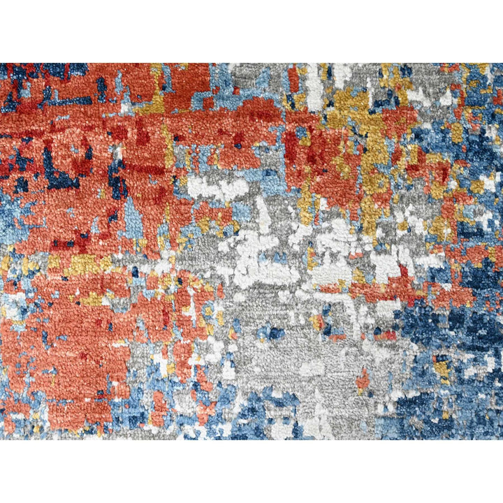 8'9" x 11'7" New Hand Knotted Blue Silk Rectangle Oriental Rug - MOA10210213