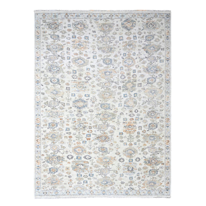 8'10" x 11'10" New Hand Knotted Ivory Wool Rectangle Oriental Rug - MOA10210215