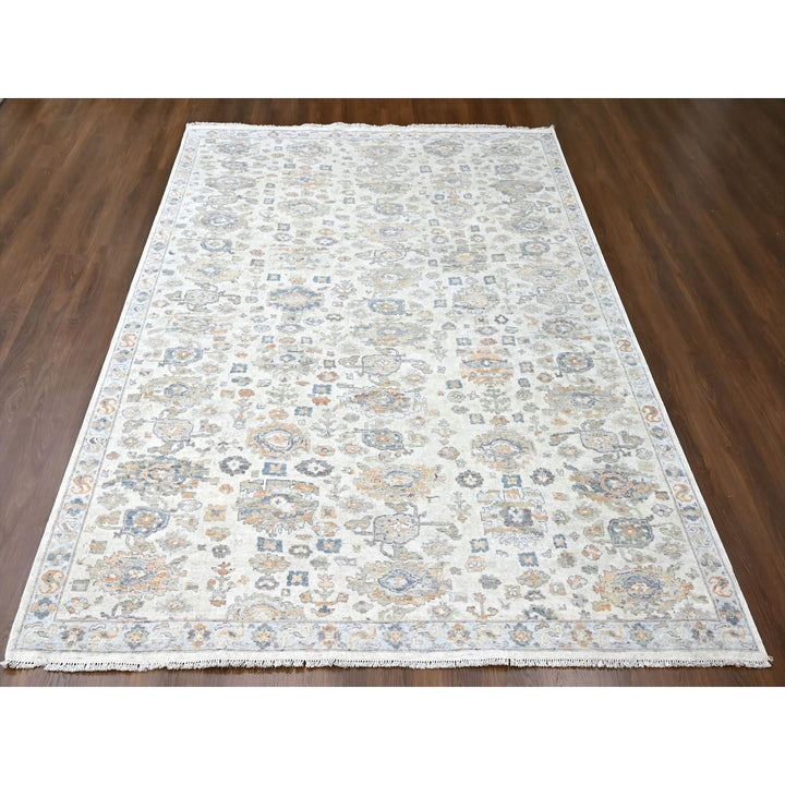 8'10" x 11'10" New Hand Knotted Ivory Wool Rectangle Oriental Rug - MOA10210215