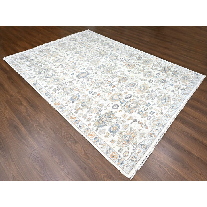 8'10" x 11'10" New Hand Knotted Ivory Wool Rectangle Oriental Rug - MOA10210215