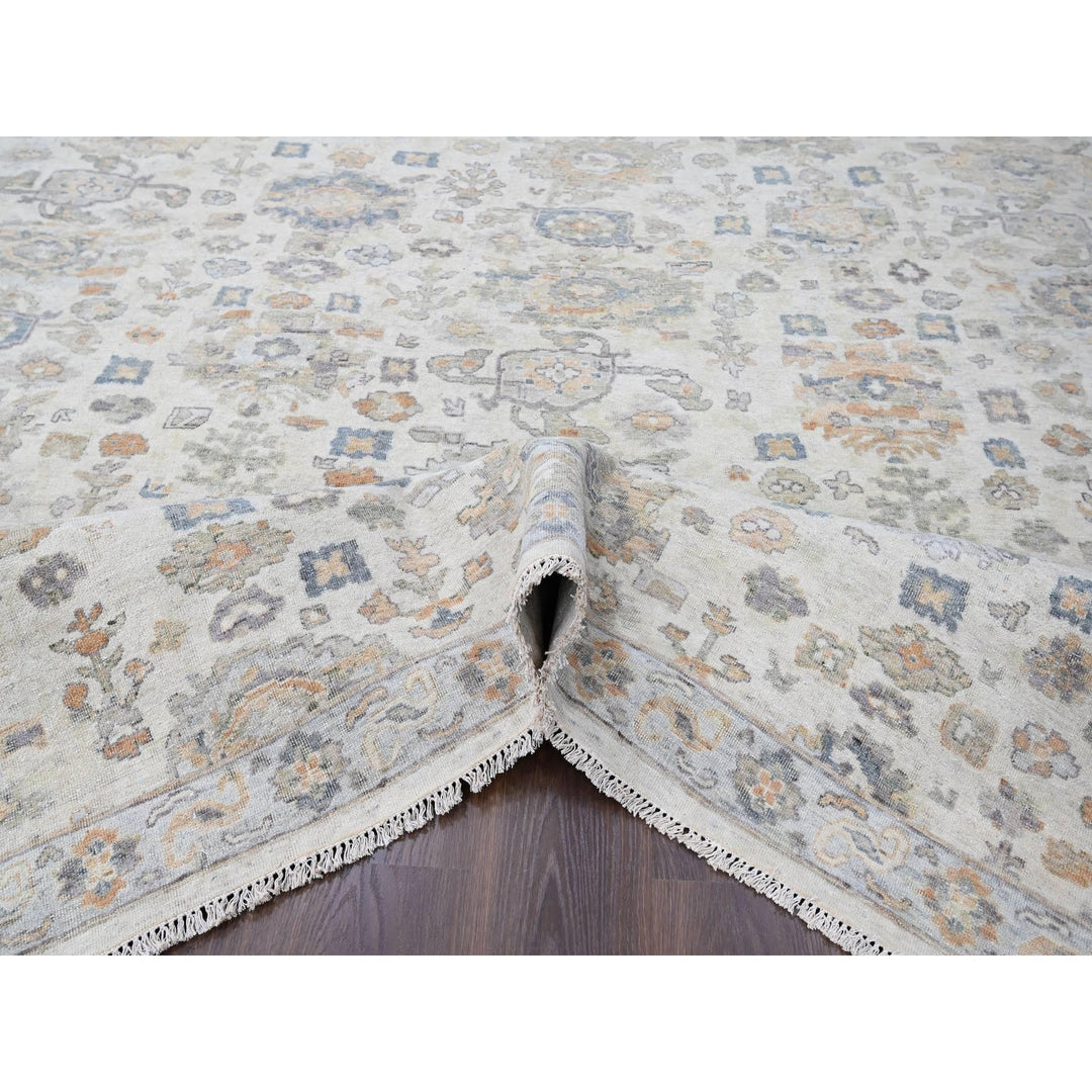 8'10" x 11'10" New Hand Knotted Ivory Wool Rectangle Oriental Rug - MOA10210215