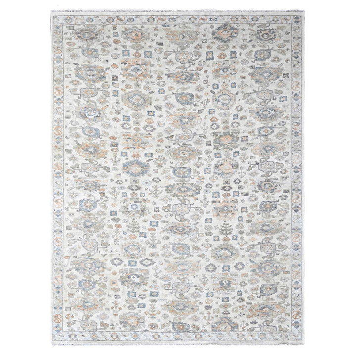 10'0" x 13'10" New Hand Knotted Ivory Wool Rectangle Oriental Rug - MOA10210216