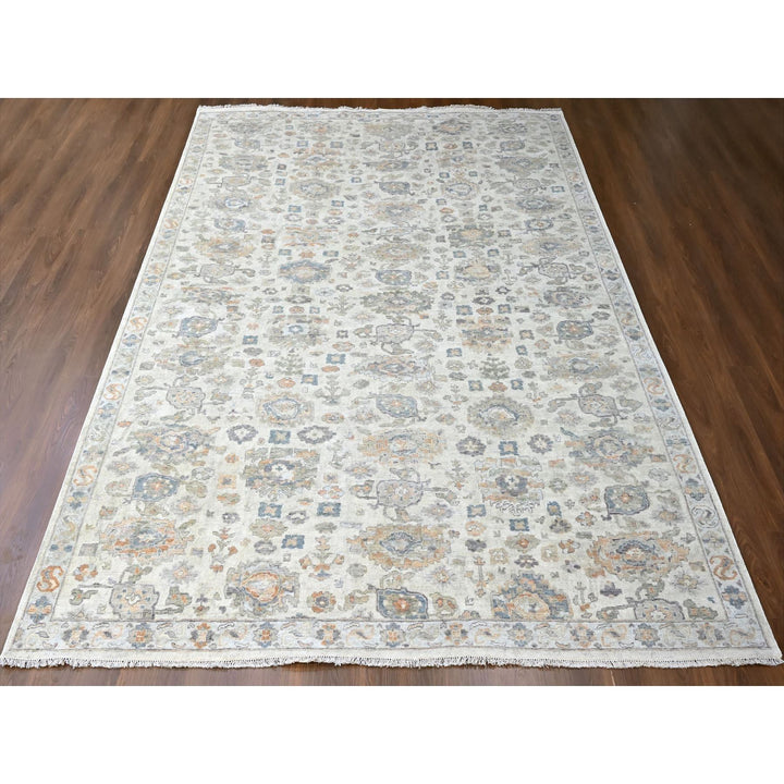 10'0" x 13'10" New Hand Knotted Ivory Wool Rectangle Oriental Rug - MOA10210216