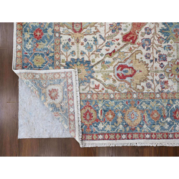9'0" x 11'11" New Hand Knotted Ivory Wool Rectangle Oriental Rug - MOA10210220