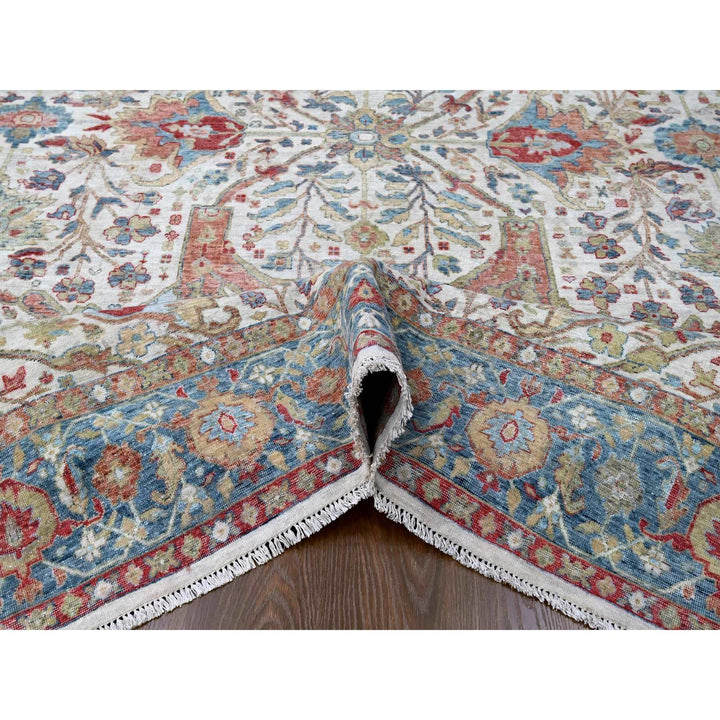 9'0" x 11'11" New Hand Knotted Ivory Wool Rectangle Oriental Rug - MOA10210220