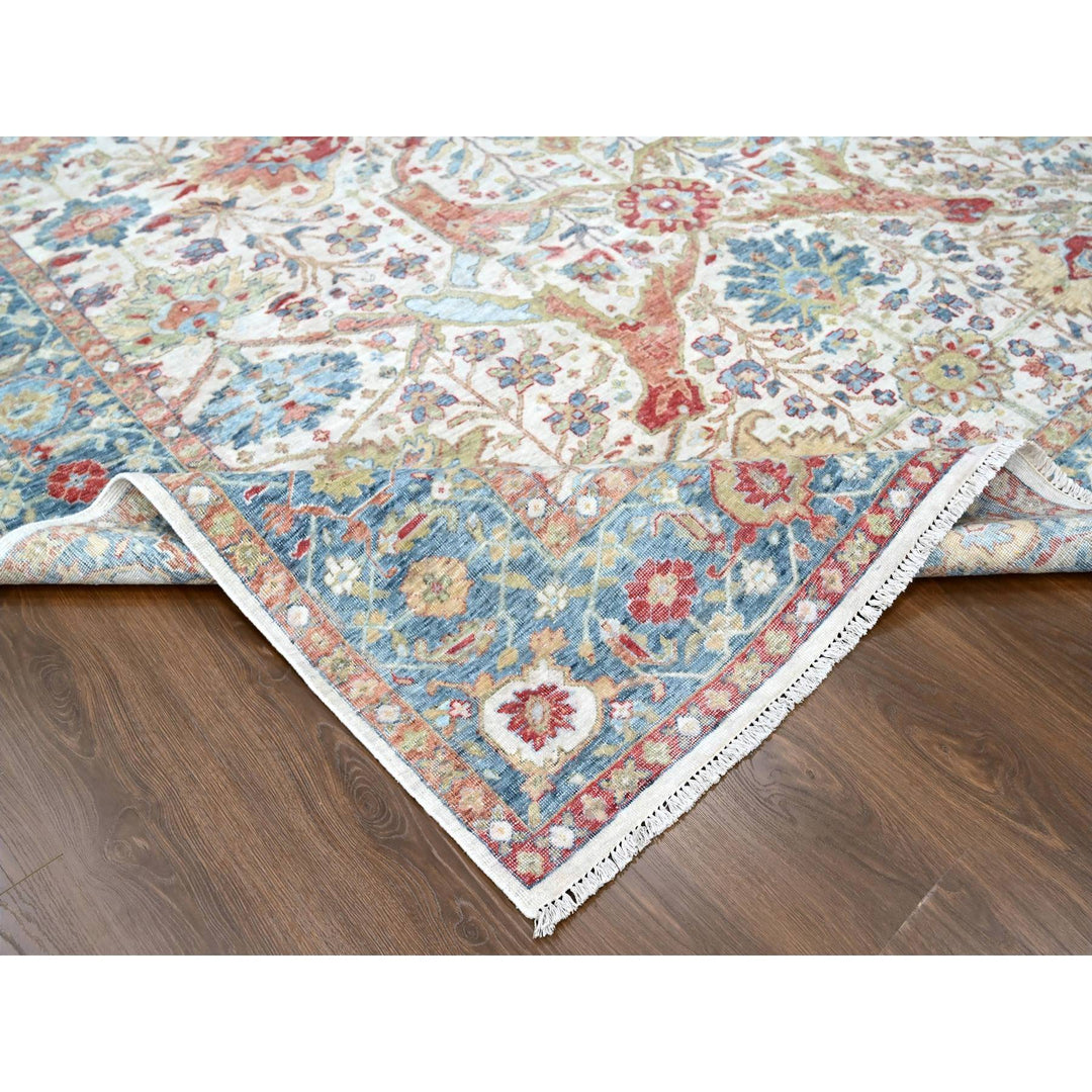 9'0" x 11'11" New Hand Knotted Ivory Wool Rectangle Oriental Rug - MOA10210220