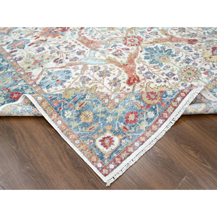 9'0" x 11'11" New Hand Knotted Ivory Wool Rectangle Oriental Rug - MOA10210220