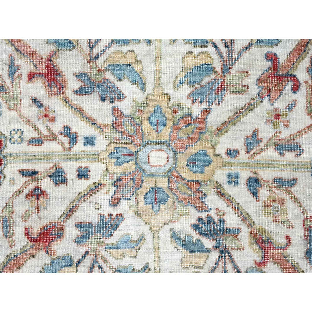 9'0" x 11'11" New Hand Knotted Ivory Wool Rectangle Oriental Rug - MOA10210220