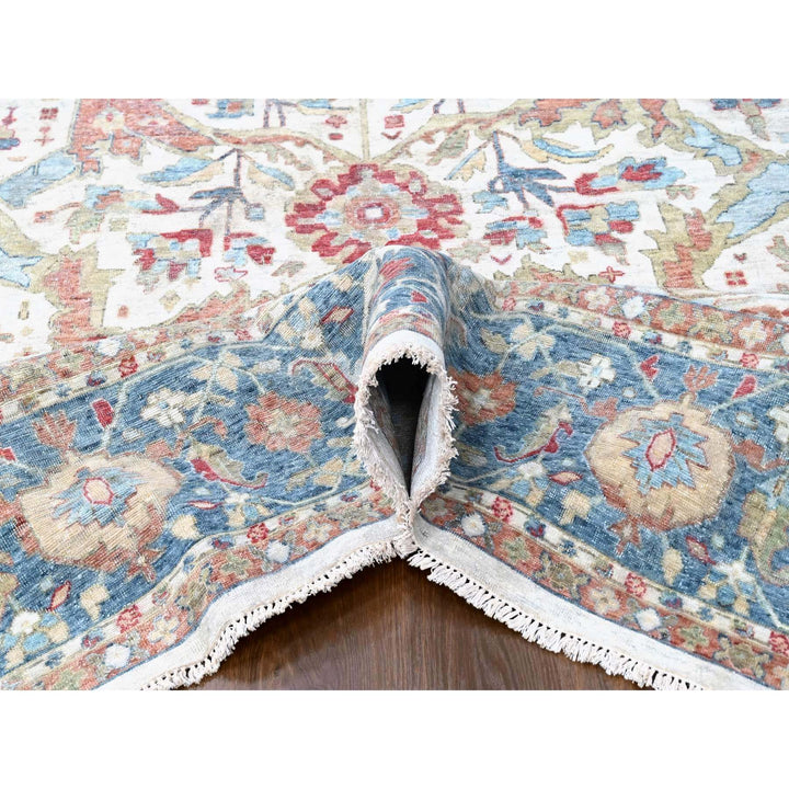 11'11" x 15'0" New Hand Knotted Ivory Wool Rectangle Oriental Rug - MOA10210222