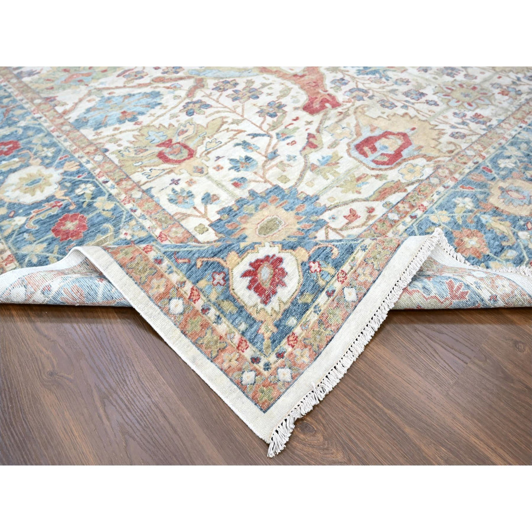 11'11" x 15'0" New Hand Knotted Ivory Wool Rectangle Oriental Rug - MOA10210222