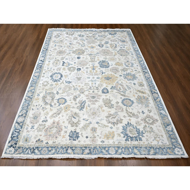 8'11" x 12'1" New Hand Knotted Ivory Wool Rectangle Oriental Rug - MOA10210224