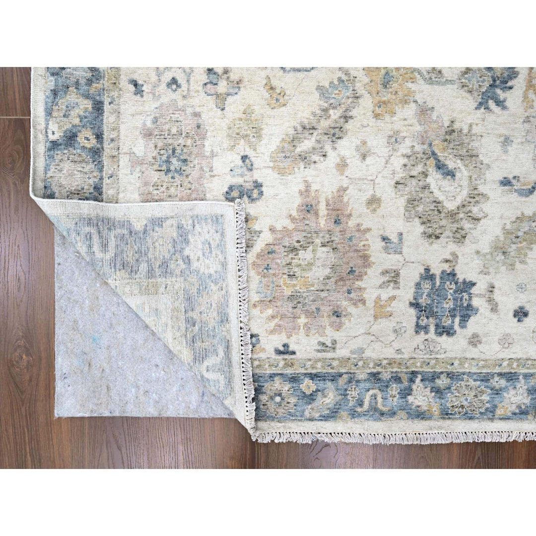 8'11" x 12'1" New Hand Knotted Ivory Wool Rectangle Oriental Rug - MOA10210224