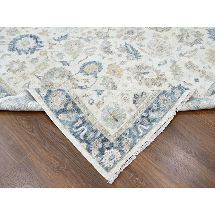 8'11" x 12'1" New Hand Knotted Ivory Wool Rectangle Oriental Rug - MOA10210224