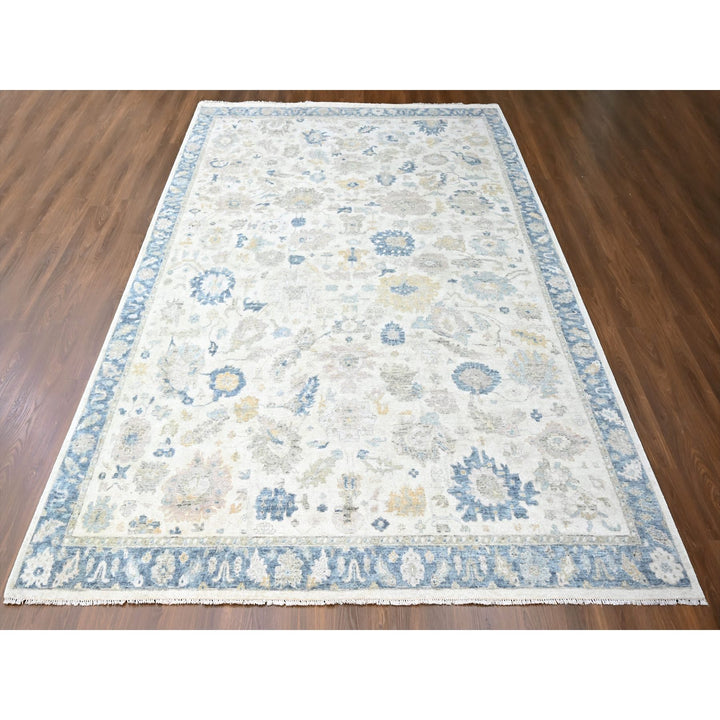10'0" x 13'9" New Hand Knotted Ivory Wool Rectangle Oriental Rug - MOA10210225