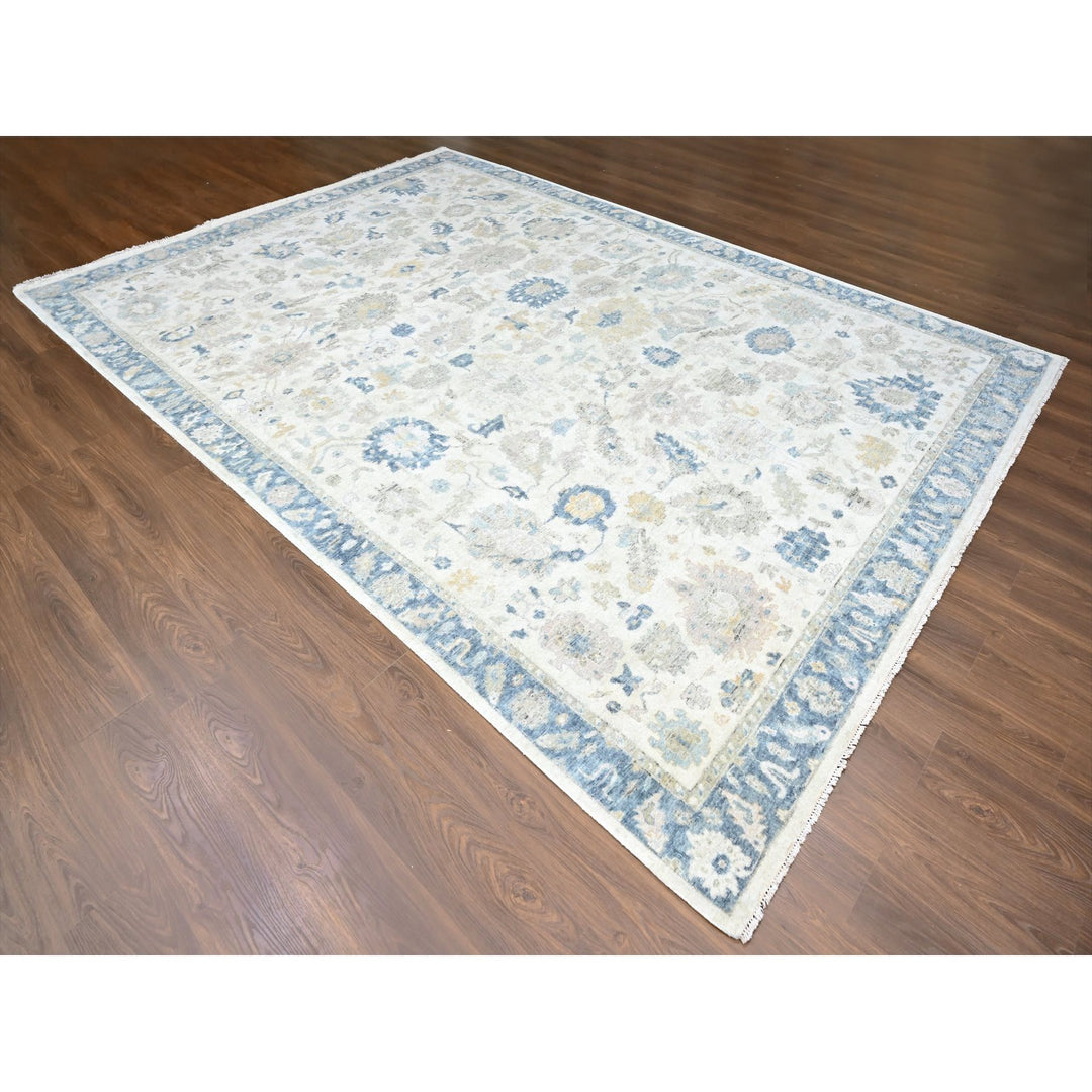 10'0" x 13'9" New Hand Knotted Ivory Wool Rectangle Oriental Rug - MOA10210225