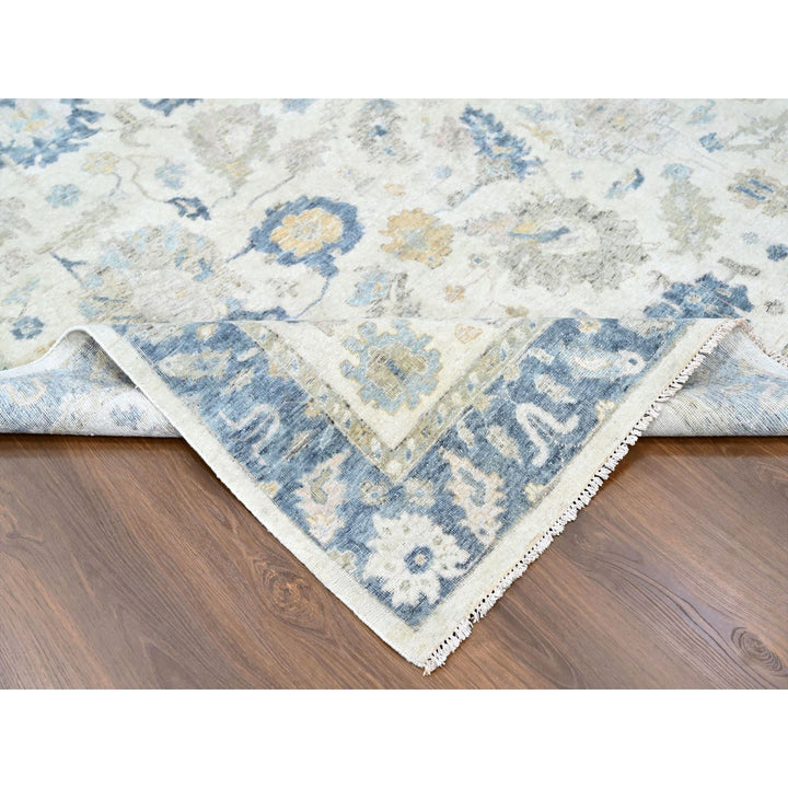 10'0" x 13'9" New Hand Knotted Ivory Wool Rectangle Oriental Rug - MOA10210225