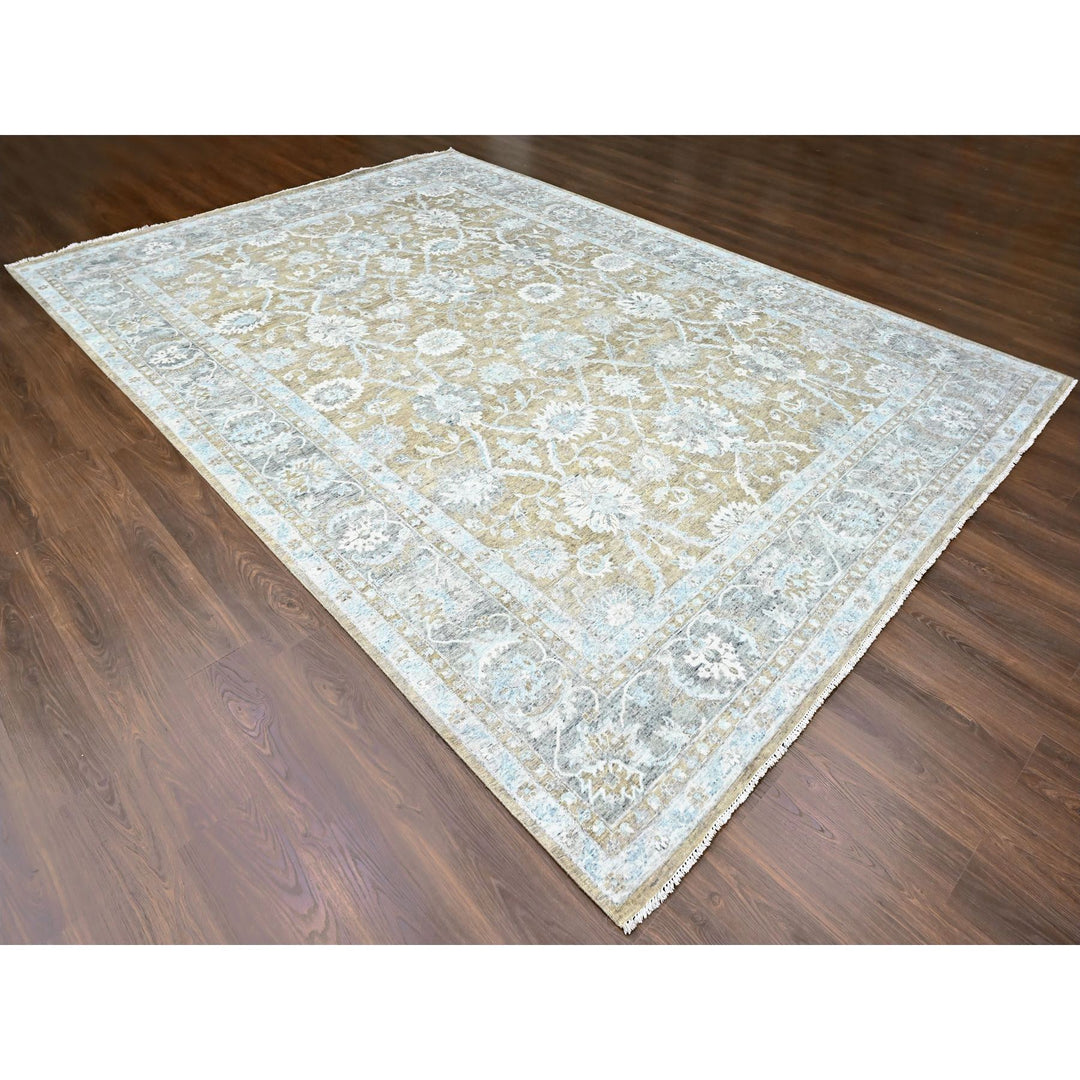 10'1" x 13'11" New Hand Knotted Brown Wool Rectangle Oriental Rug - MOA10210227
