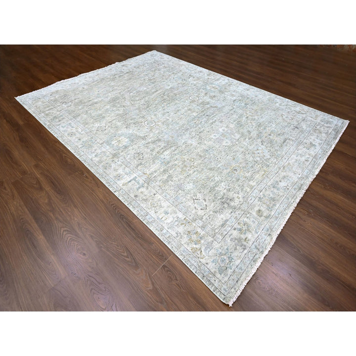 8'11" x 11'10" New Hand Knotted Green Wool Rectangle Oriental Rug - MOA10210228