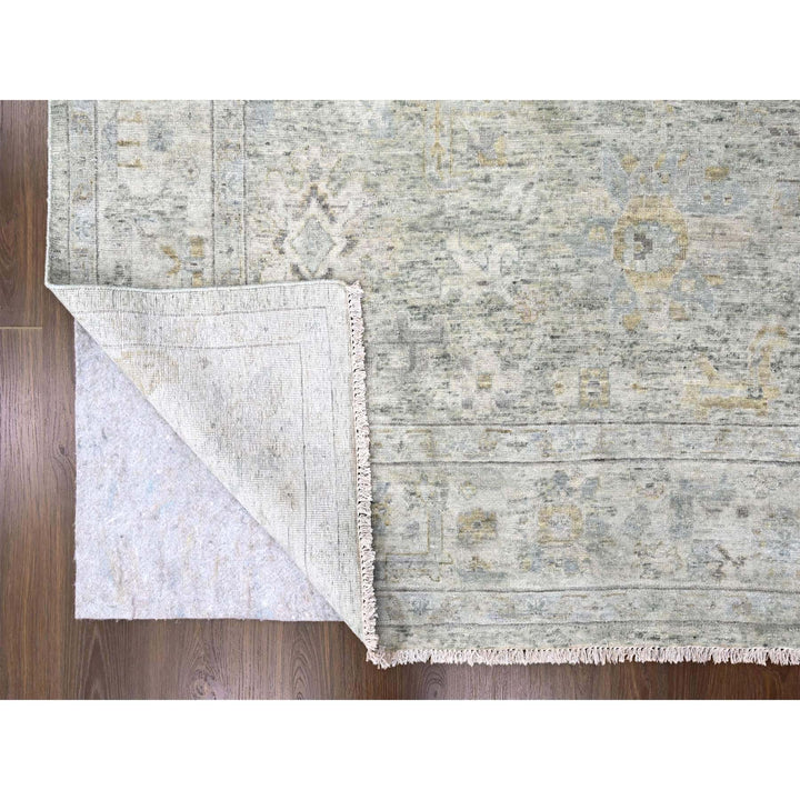 8'11" x 11'10" New Hand Knotted Green Wool Rectangle Oriental Rug - MOA10210228