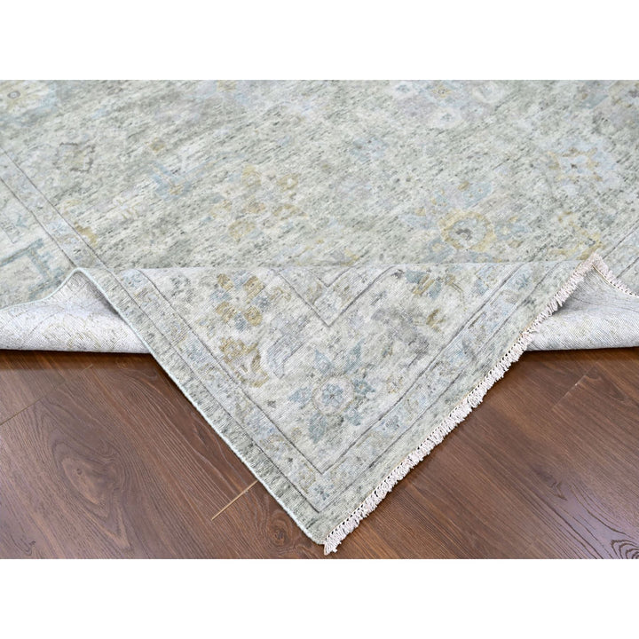 8'11" x 11'10" New Hand Knotted Green Wool Rectangle Oriental Rug - MOA10210228