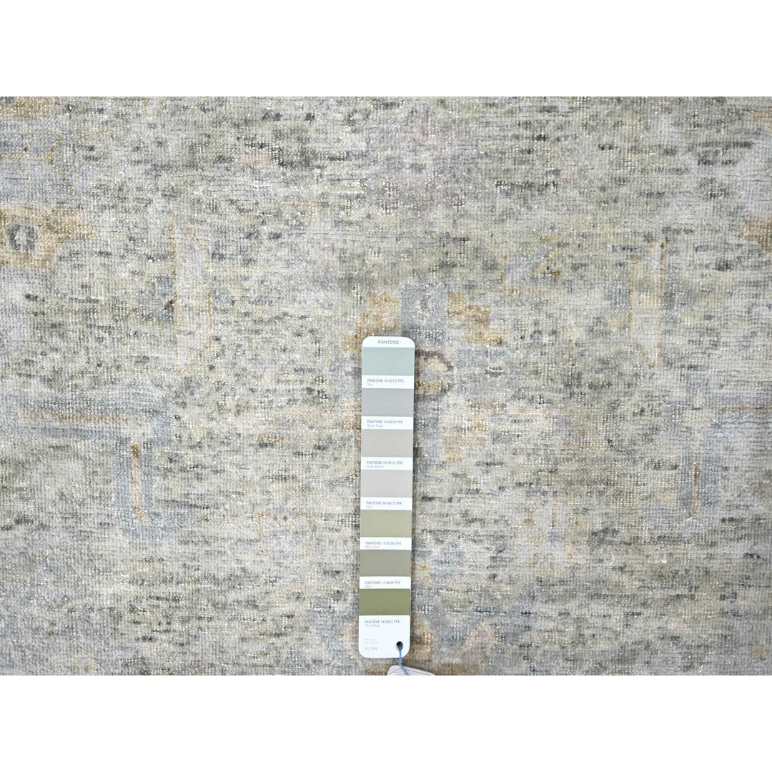 8'11" x 11'10" New Hand Knotted Green Wool Rectangle Oriental Rug - MOA10210228