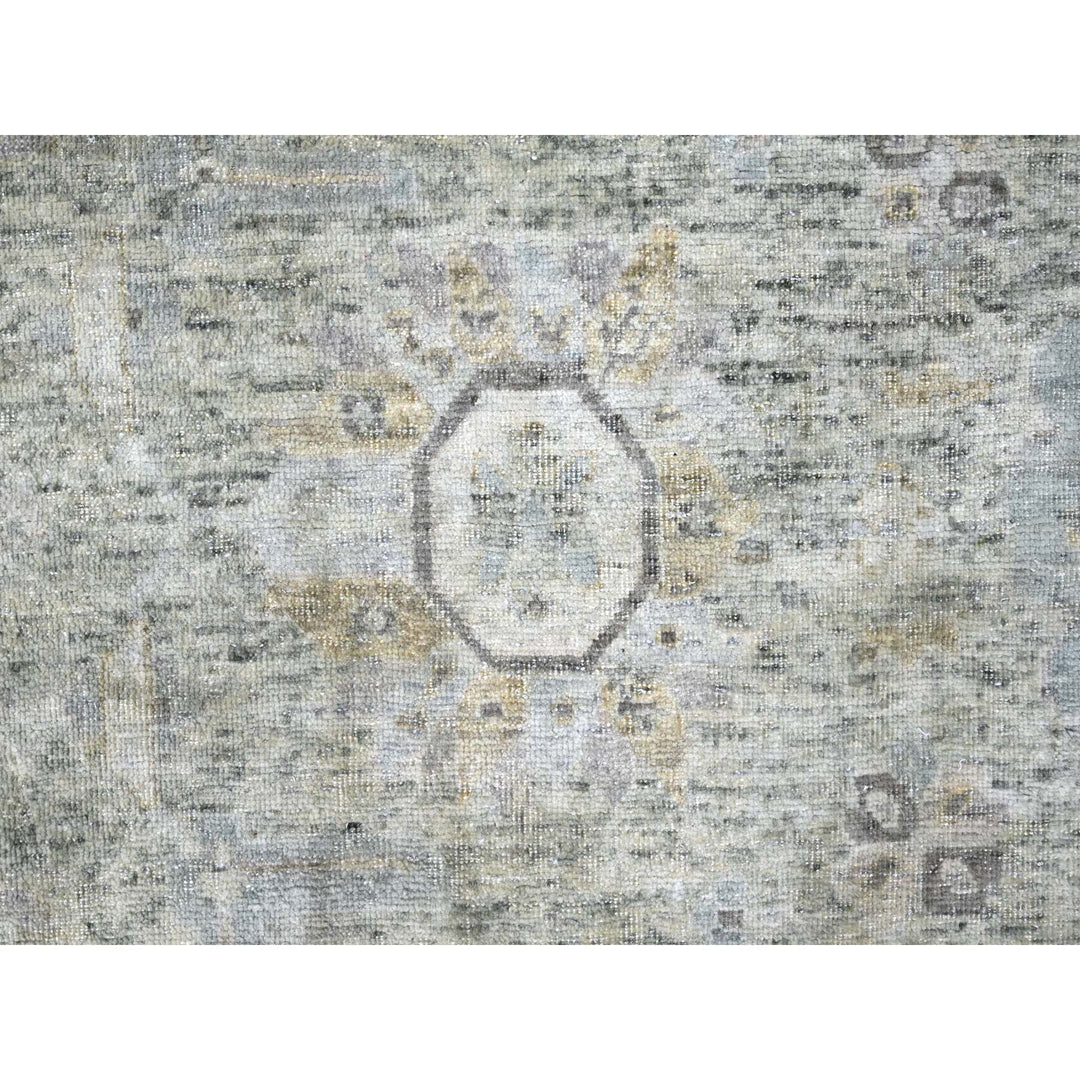 8'11" x 11'10" New Hand Knotted Green Wool Rectangle Oriental Rug - MOA10210228