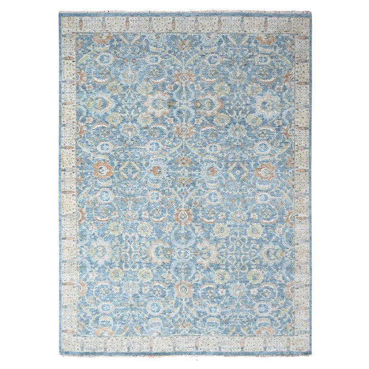 8'11" x 11'11" New Hand Knotted Blue Wool Rectangle Oriental Rug - MOA10210229